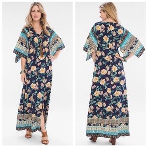 Chico’s Size 4 Floral Kimono Maxi Dress